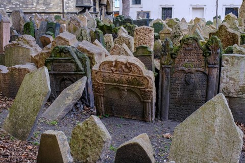 Gravestones, old Jewish cemetery, Jewish Museum, Josefstadt, Jewish Quarter, Prague, Bohemia, Czech
