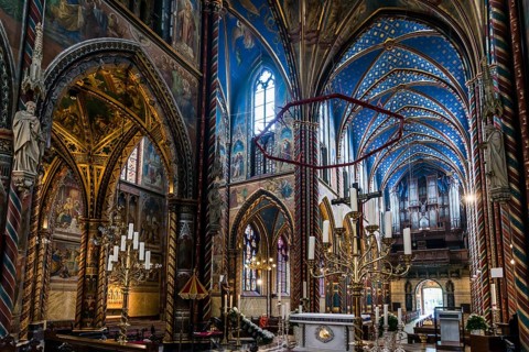 Interior view, Basilica of St Mary, Basilica of St Mary, place of pilgrimage, Kevelaer, Lower