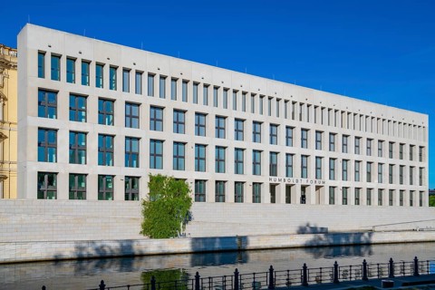 Humboldt Forum, detailed view of the modern facade, Berlin City Palace, Berlin, Germany, Europe
