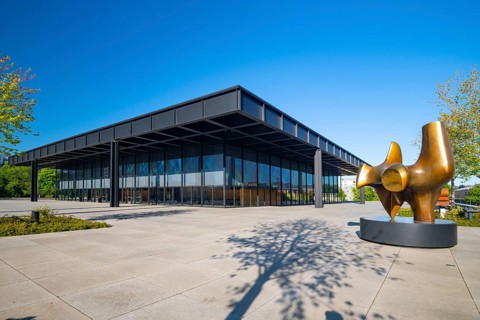 New National Gallery, architect Mies van der Rohe, bronze sculpture The Archer, Henry Moore and