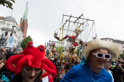 Sculpture by the Artistania group at the street parade of the 26th Carnival of Cultures in Berlin