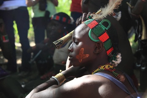South Ethiopia, Omo region, among the Hamar tribe, Hamer, Hamma, Hammer, Amar or Amer, woman adorn