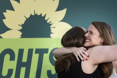 Ricarda Lang, Federal Chairwoman of Buendnis 90/DIE Gruenen, and Terry Reintke, top candidate for