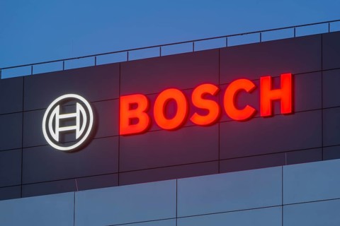 Logo of Robert Bosch GmbH on the facade of a building, Waiblingen, Baden-Wuerttemberg, Germany,