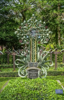 Artistic grave of Fidel Henselmann, Waldbach Cemetery, Offenburg, Baden-Wuerttemberg, Germany,