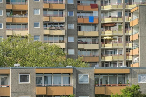 Slab, social housing, residential building, Bellermannstrasse, Behmstrasse, Wedding, Mitte, Berlin,