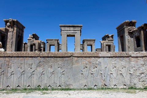 View of the ruins of Persepolis. The ancient Persian residential city of Persepolis was one of the