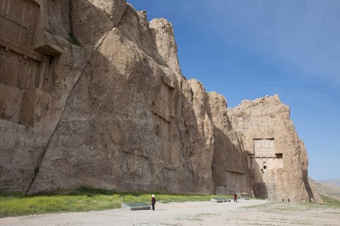 View of the Naqsh-e Rostam, the burial site of the Persian great kings, near Persepolis, on