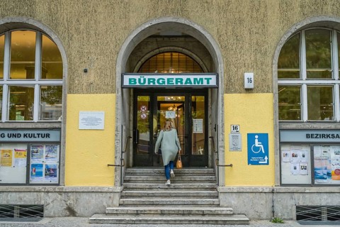 Citizens' Office, Town Hall, Kirchstrasse / Teltower Damm, Zehlendorf, Berlin, Germany, Europe