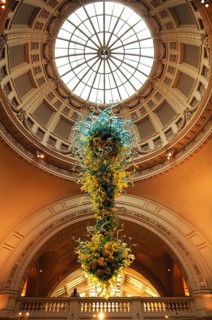 Artistic glass object under the dome in the reception hall of the Victoria & Albert Museum, 1-5