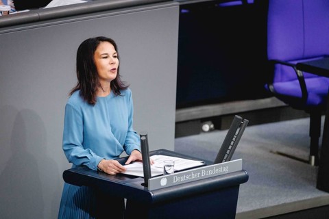 Annalena Baerbock, Federal Foreign Minister, recorded during a speech in the German Bundestag in