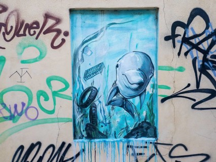 Dolphin, Graffiti, Olbia, Sardinia, Italy, Europe