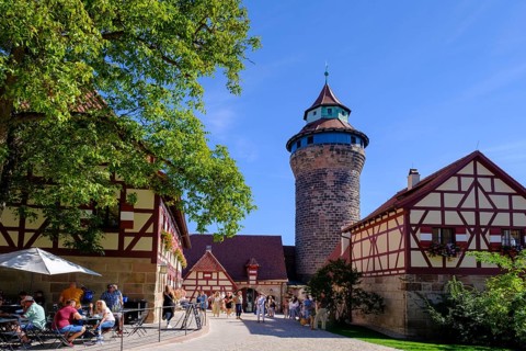 Imperial Castle, with Sinwell Tower, fountain house and half-timbered houses in the castle,