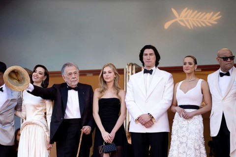 Cannes, France, 16 May 2024: Aubrey Plaza, Francis Ford Coppola, Romy Croquet Mars, Adam Driver,