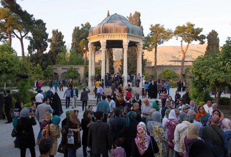 Tourists visit the tomb of the Persian poet Hafes in Shiraz, Shiraz, Iran on 03/04/2015