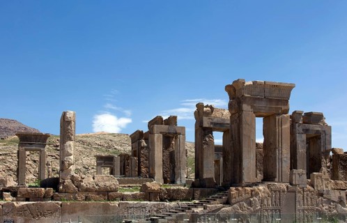 View of the ruins of Persepolis. The ancient Persian residential city of Persepolis was one of the