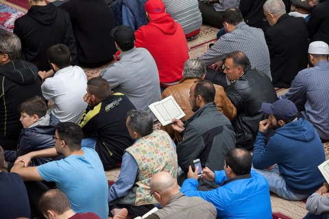 Muslims in Berlin gathered for prayer on 1 May 2015 at the Dar Assalam Mosque, Neukoelln Meeting