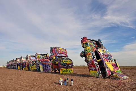 Cadillac Ranch on Route 66, Amarillo, Texas