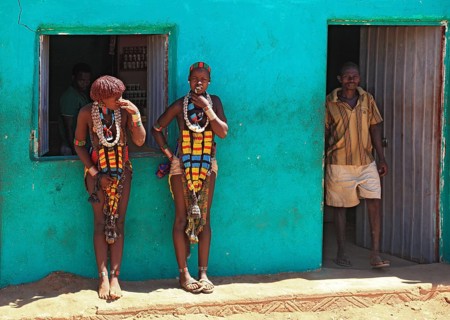 South Ethiopia, Omo region, in the village of Turmi, young girls with lots of jewellery, the tribe