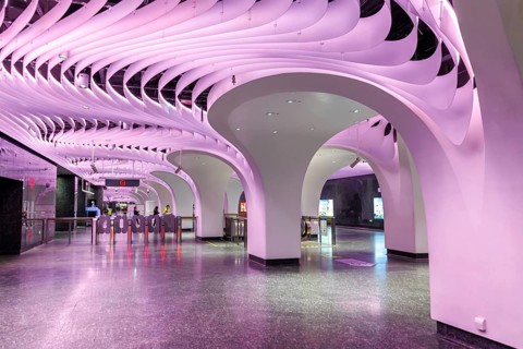 Shanghai Metro modern architecture in public transport underground station Yuyuan Garden in