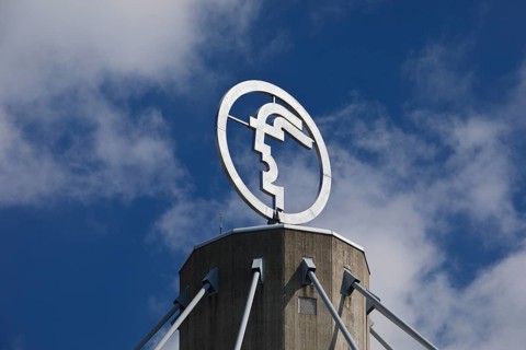 The Hermes logo, emblem of the Hannover Messe, Convention Centre CC, Deutsche Messe AG, Hannover,