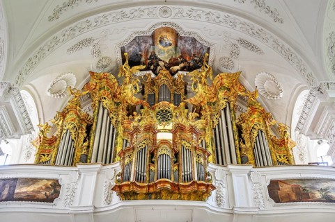 The organ, former monastery church of St. Peter and Paul, Irsee monastery or abbey, former