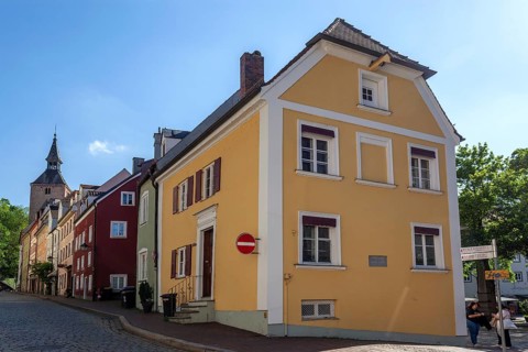Houses in Schlossergasse, Landsberg am Lech, Upper Bavaria, Bavaria, Germany, Europe