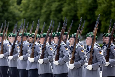 Soldiers from the Bundeswehr Guard Battalion, photographed during the reception of the Lithuanian
