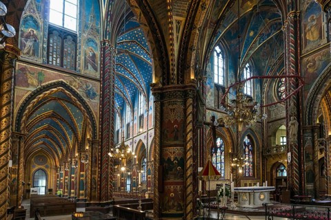 Interior view, Basilica of St Mary, Basilica of St Mary, place of pilgrimage, Kevelaer, Lower