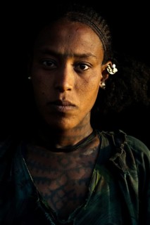 Portrait of a woman from the Agaw ethnic group, northern Ethiopia. Orthodox christian woman with