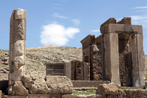 View of the ruins of Persepolis. The ancient Persian residential city of Persepolis was one of the