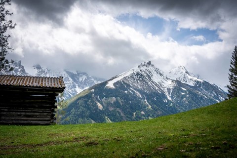 Stadel Almwiese Stubaital, Austria, Europe