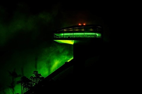 Bergisel ski jump in the fog (green)
