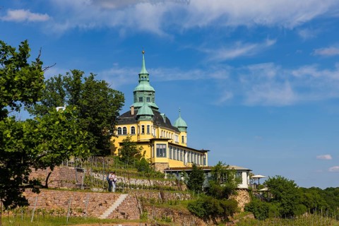 Weingut am Goldenen Wagen. The Spitzhaus is a former summer residence in the Saxon town of Radebeul