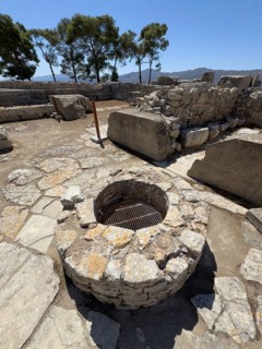 Historical shaft in ground from antiquity In archaeological site of Minoan culture of pre-Greek