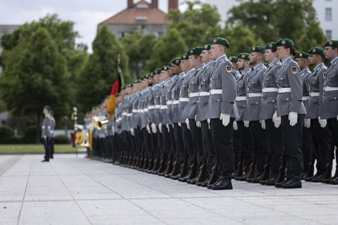 Soldiers from the Bundeswehr Guard Battalion, photographed during the reception of the Lithuanian