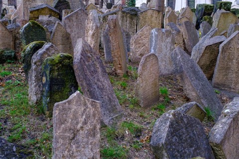 Gravestones, old Jewish cemetery, Jewish Museum, Josefstadt, Jewish Quarter, Prague, Bohemia, Czech