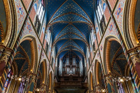 Interior view, Basilica of St Mary, Basilica of St Mary, place of pilgrimage, Kevelaer, Lower