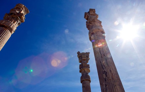 View of the ruins of Persepolis. The ancient Persian residential city of Persepolis was one of the