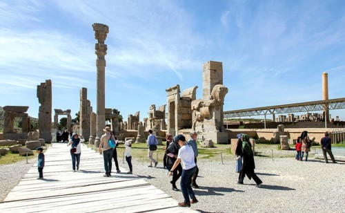 View of the ruins of Persepolis. The ancient Persian residential city of Persepolis was one of the