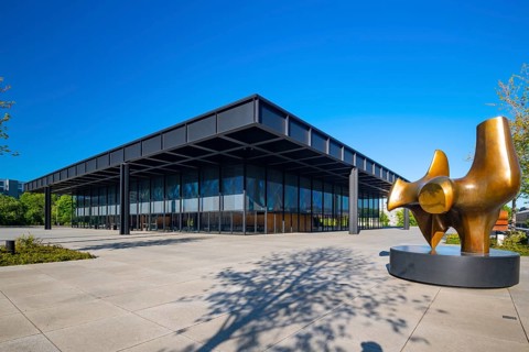 New National Gallery, architect Mies van der Rohe, bronze sculpture The Archer, Henry Moore and