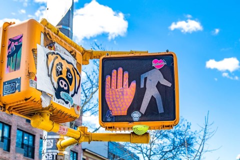 Love pedestrian traffic light, Williamsburg, Brooklyn, New York City