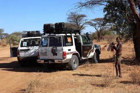 Southern Ethiopia, Omo region, holiday jeeps stop at the Karo people, Ethiopia, Africa