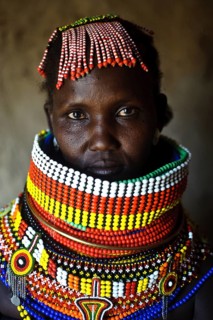 Portrait of a young woman from the Turkana tribe, Kenya, Africa
