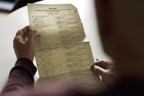 TOPIC: European election, polling card from North Rhine-Westphalia for the European election BONN,