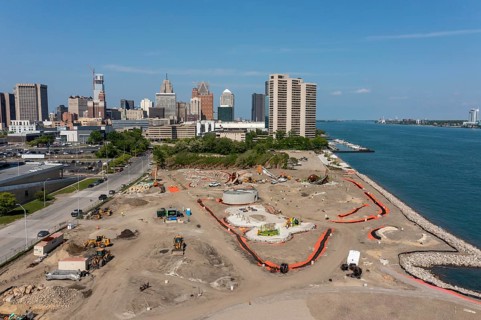 Detroit, Michigan, Construction of the a new park on Detroit's west riverfront. The 22-acre Ralph C