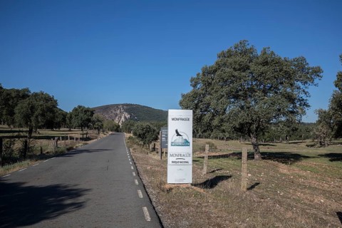 Monfraguee National Park sign, Extremadura, Castilla La Mancha, Spain, Europe