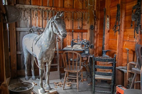 Fort Dodge, Iowa, A saddle makers shop at the Fort Museum and Frontier Village. Operated by the