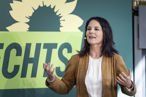 Annalena Baerbock (Alliance 90/The Greens), Federal Foreign Minister, pictured at a press event in