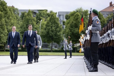Boris Pistorius (SPD), Federal Minister of Defence and Laurynas Kasciunas, Lithuanian Minister of